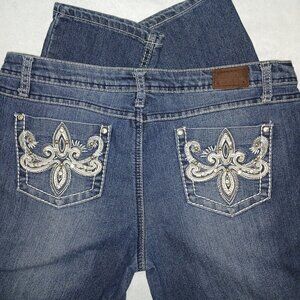 EARL JEANS, BLING FLEUR POCKET,  STRAIGHT LEG, SIZE 13